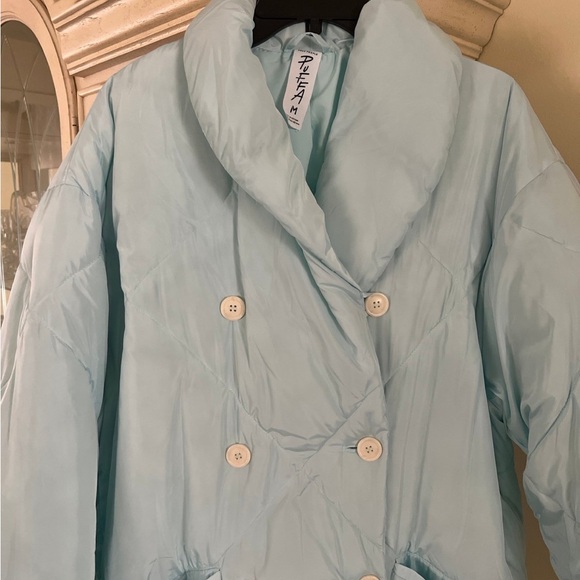 New Free People Puffer Coat light mint green Size medium - Picture 3 of 16